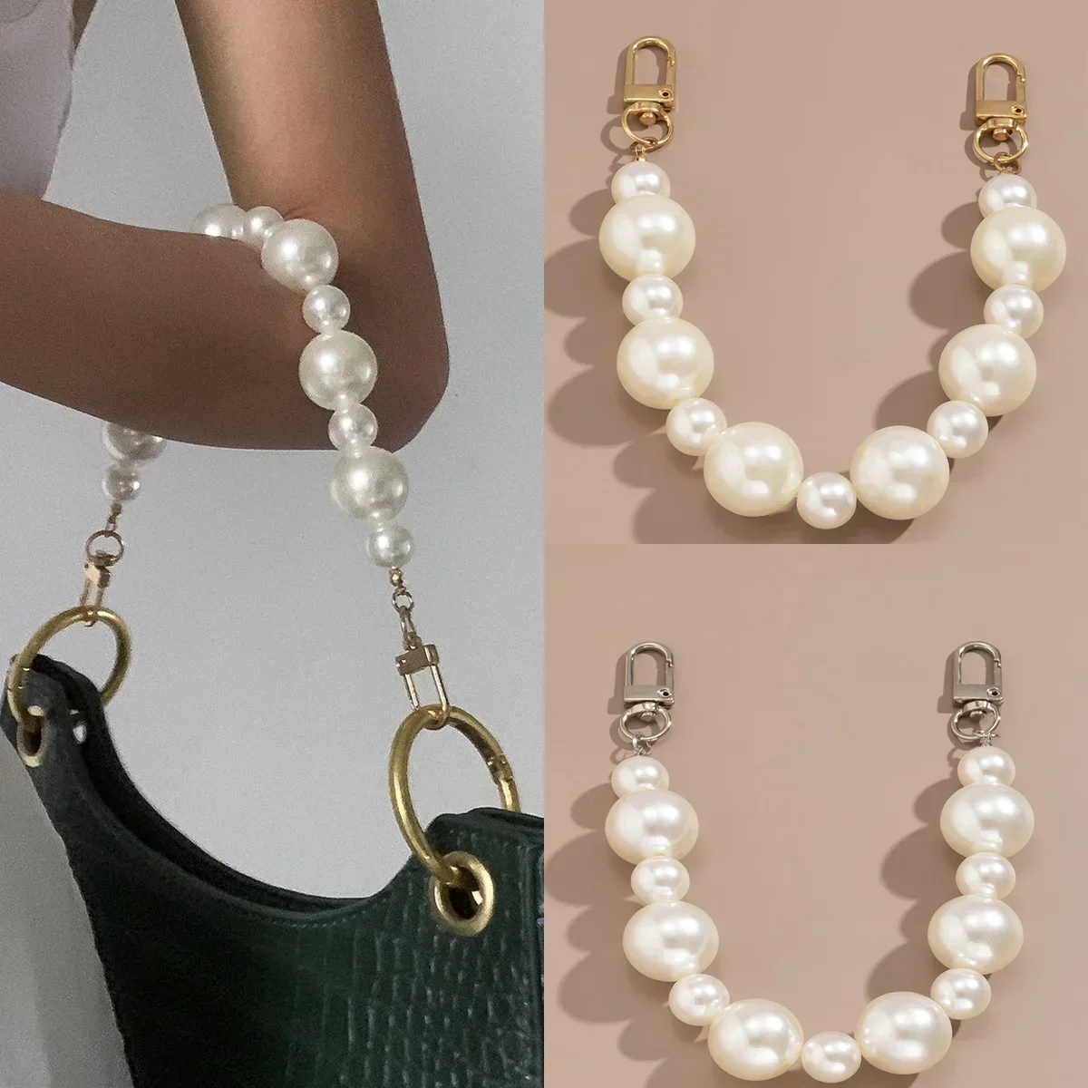 High Quality Hand Carry Big Pearl Bag Chain Strap Handle Shoulder Crossbody Bag Metal Replacement Chains Bag Parts Accessories