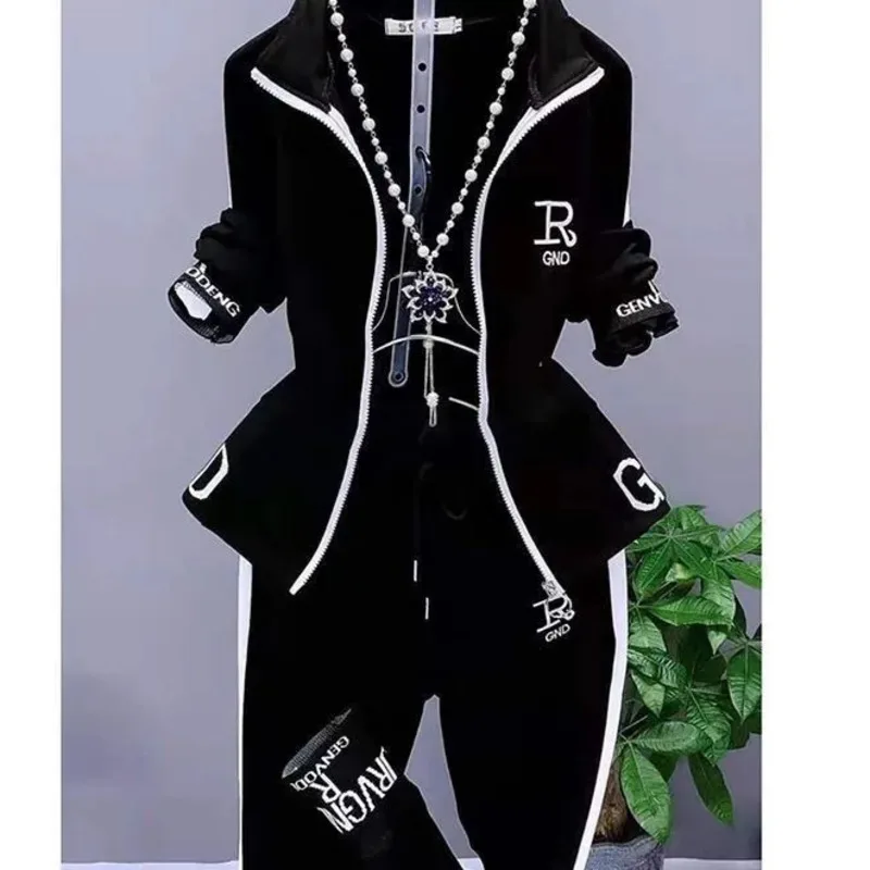 Women's Casual Suit Spring Autumn New Fashion Korean Sportswear Slim Long Sleeve Coats Tops And Pants 2 Two Piece Set For Women