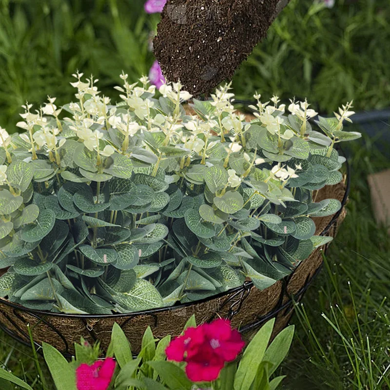 

10pcs Artificial Plant Silk Eucalyptus Leaf Christmas Home Outdoor garden UV protection Wedding Hotsale Diy Gift box Decoration