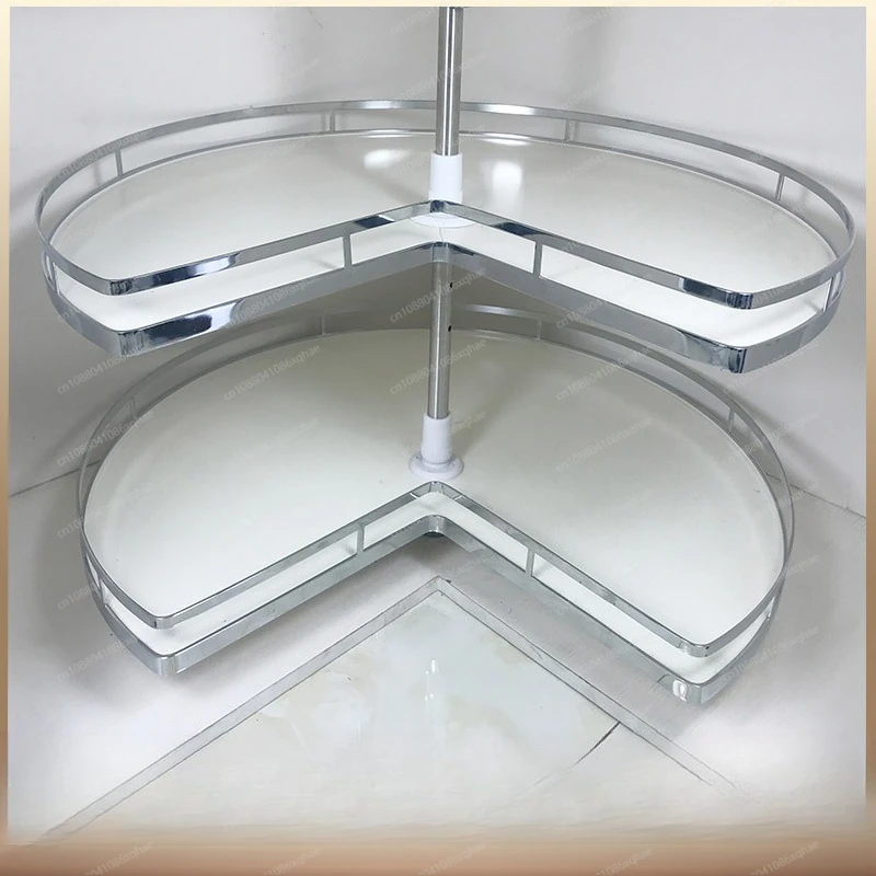 270-Degree Rotating Turntable Basket - Double-Layer Non-Slip Design for Kitchen Corner, Holds Dishes & Pots