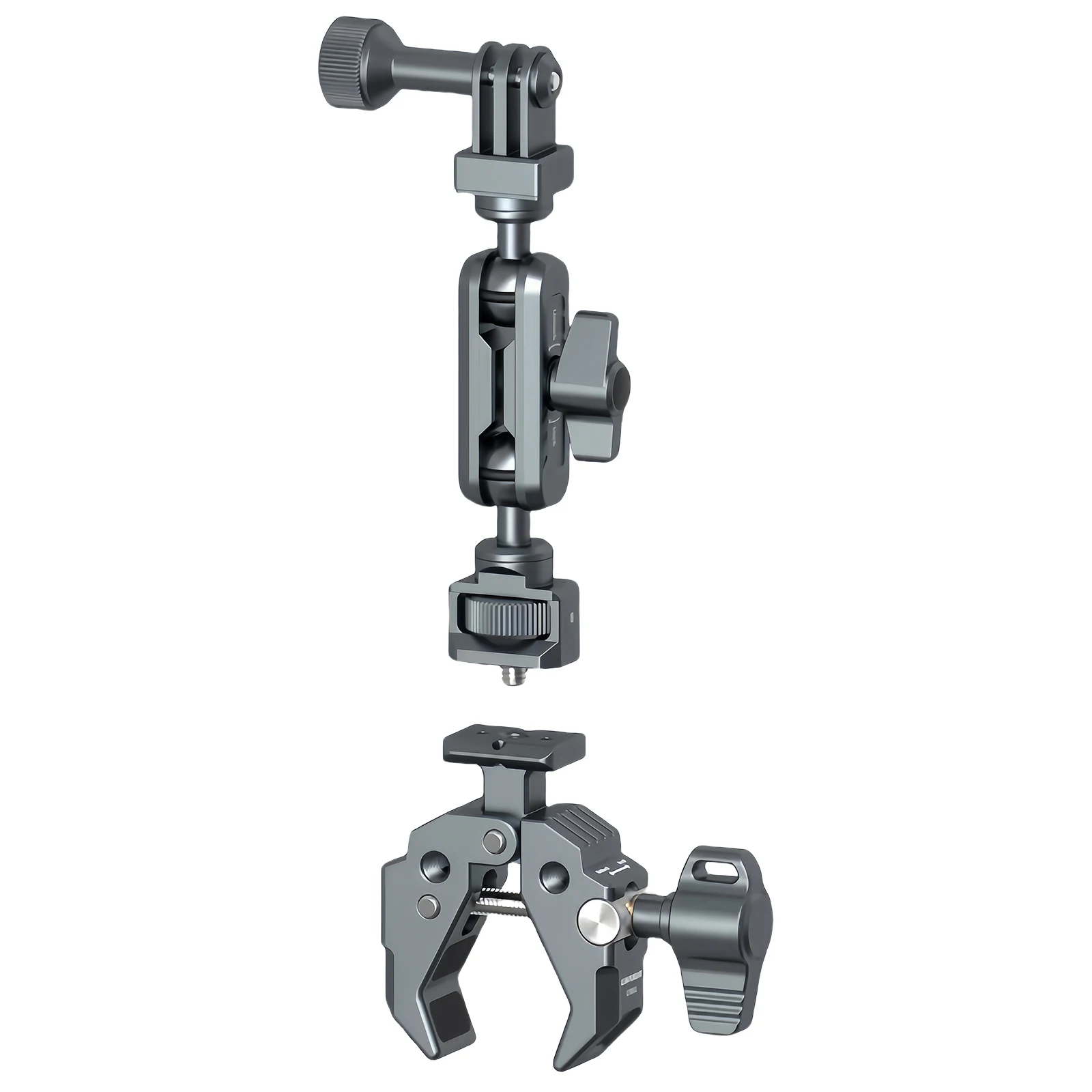 Camera Mount Clamp Crab Clamp with Double Ball Head Magic Arm and Adapter for GoPro Insta360 DJI SJCAM Action Sport Camera