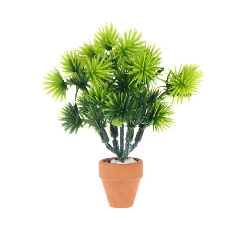 Miniature Pine Needle Greenery Potted Plant Model for Dollhouse Decoration DIY Mini Table Ornament