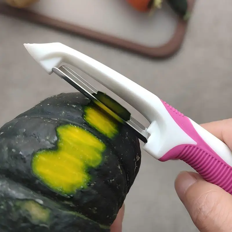 1/2Pcs Non Slip Handle Peeler Stainless Steel Peeler Fruit Scraper Household Melon Planer Kitchen Tool Two-color Planer