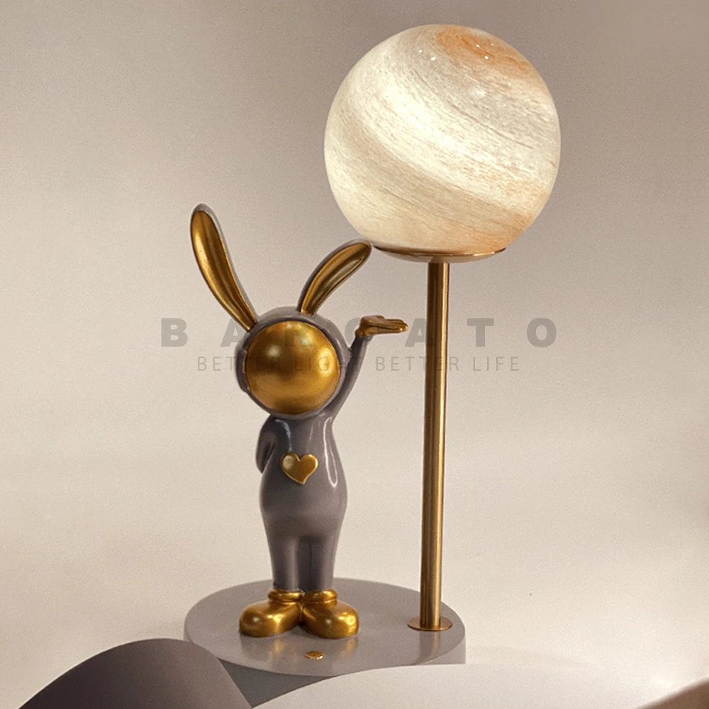 Lampe de Table lapin en résine, veilleuse, chambre à coucher, chevet, salon, chambre d'enfants, décoration de la maison, pour nouveau Couple, cadeau d'anniversaire