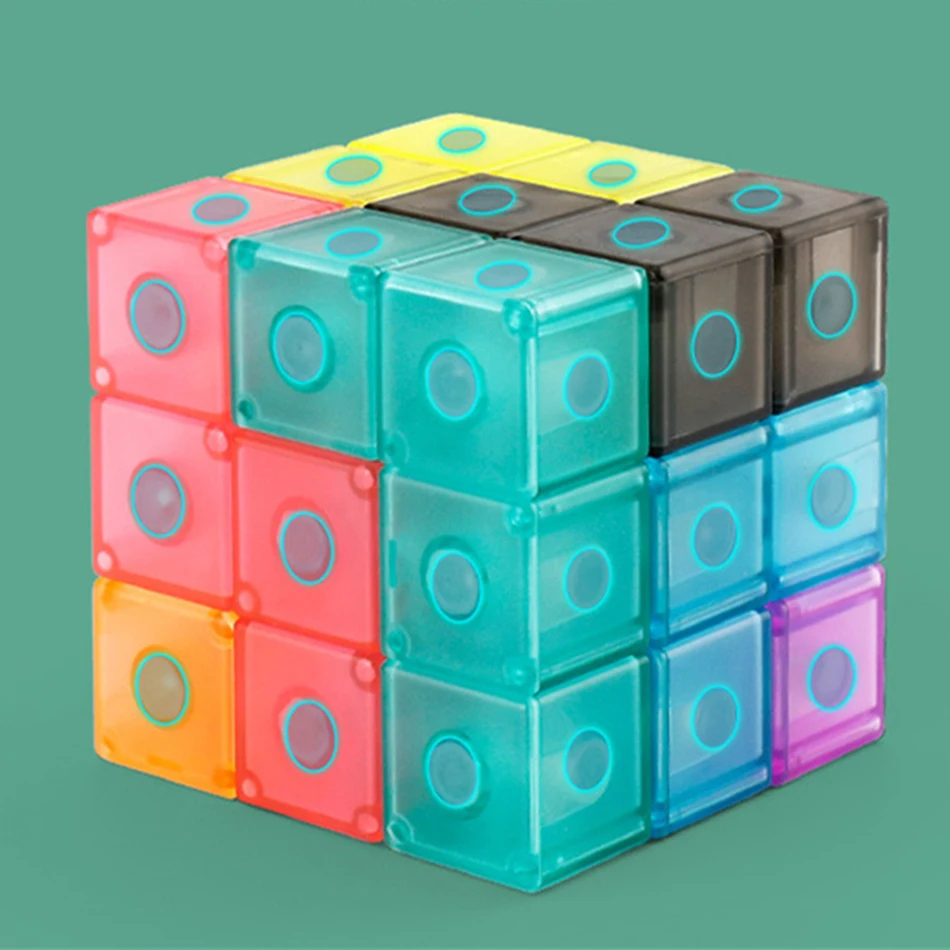 Montessori Luban แม่เหล็ก Cube 3D Twist บล็อกตัวต่อปริศนาห้องเรียนความเร็ว Cube สำหรับของเล่นเพื่อการศึกษาเด็กสมาร์ท Action ของเล่น