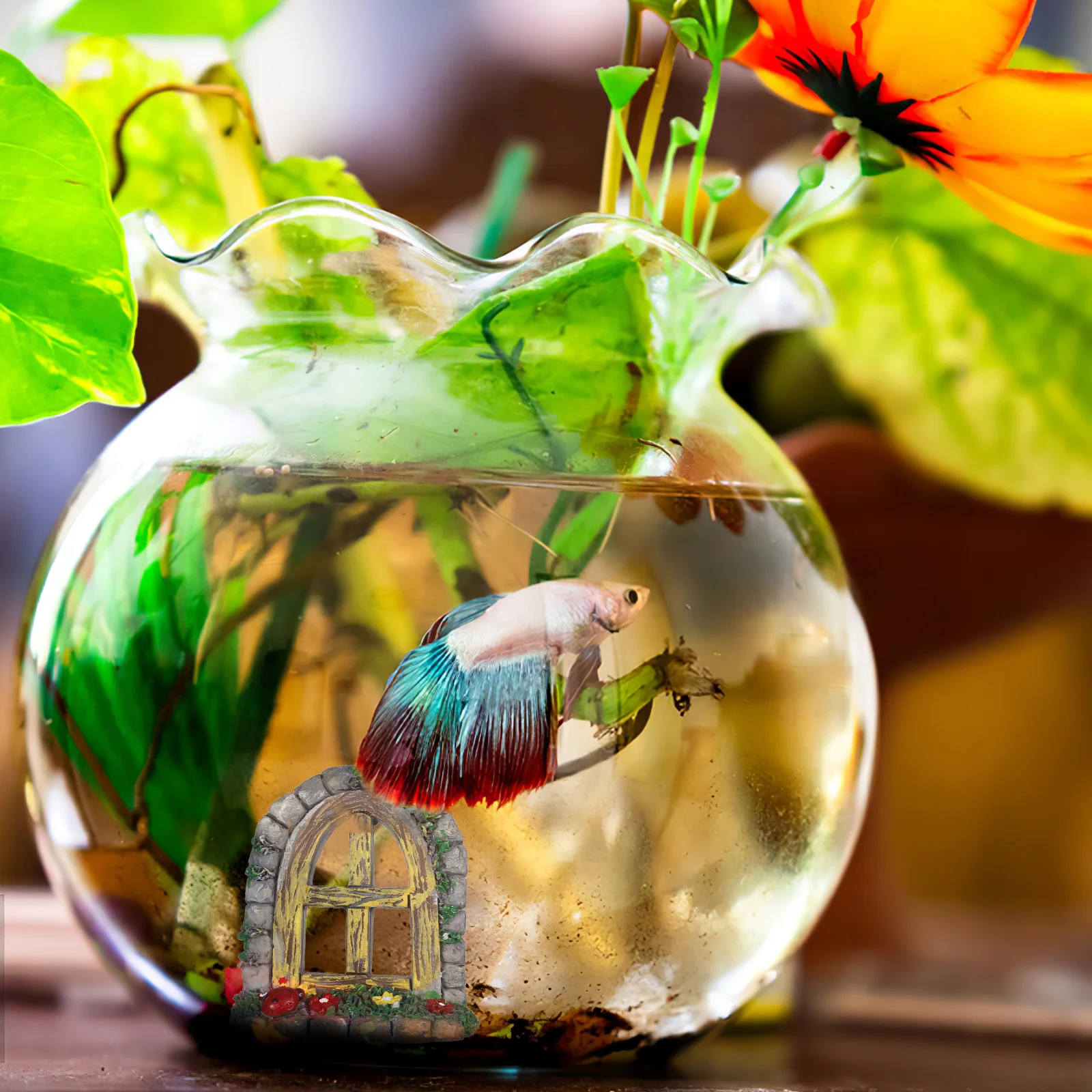 

4Pcs Fish Tank Succulent Flower Pot Resin Craft Decor Aquarium Landscape Ornament Micro Garden Miniature Decoration for Home