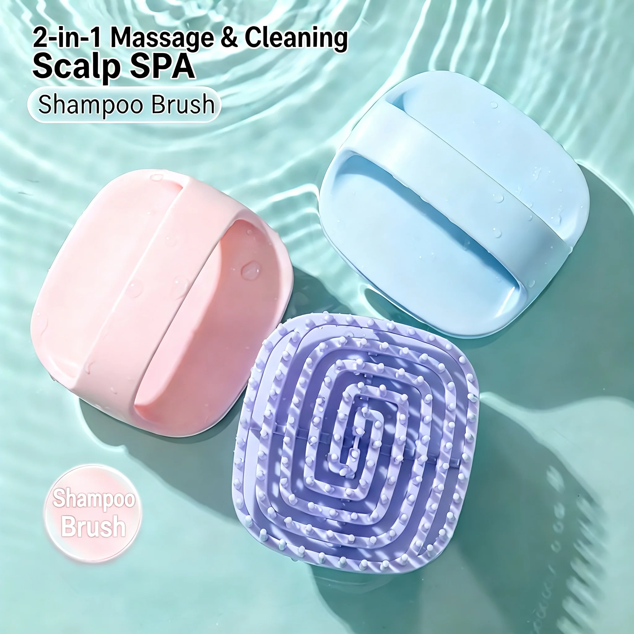 Silicone Shampoo Brush Household Scalp-Cleaning Massager Hand-Held Hair-Scratching Comb for Wet And Dry Use