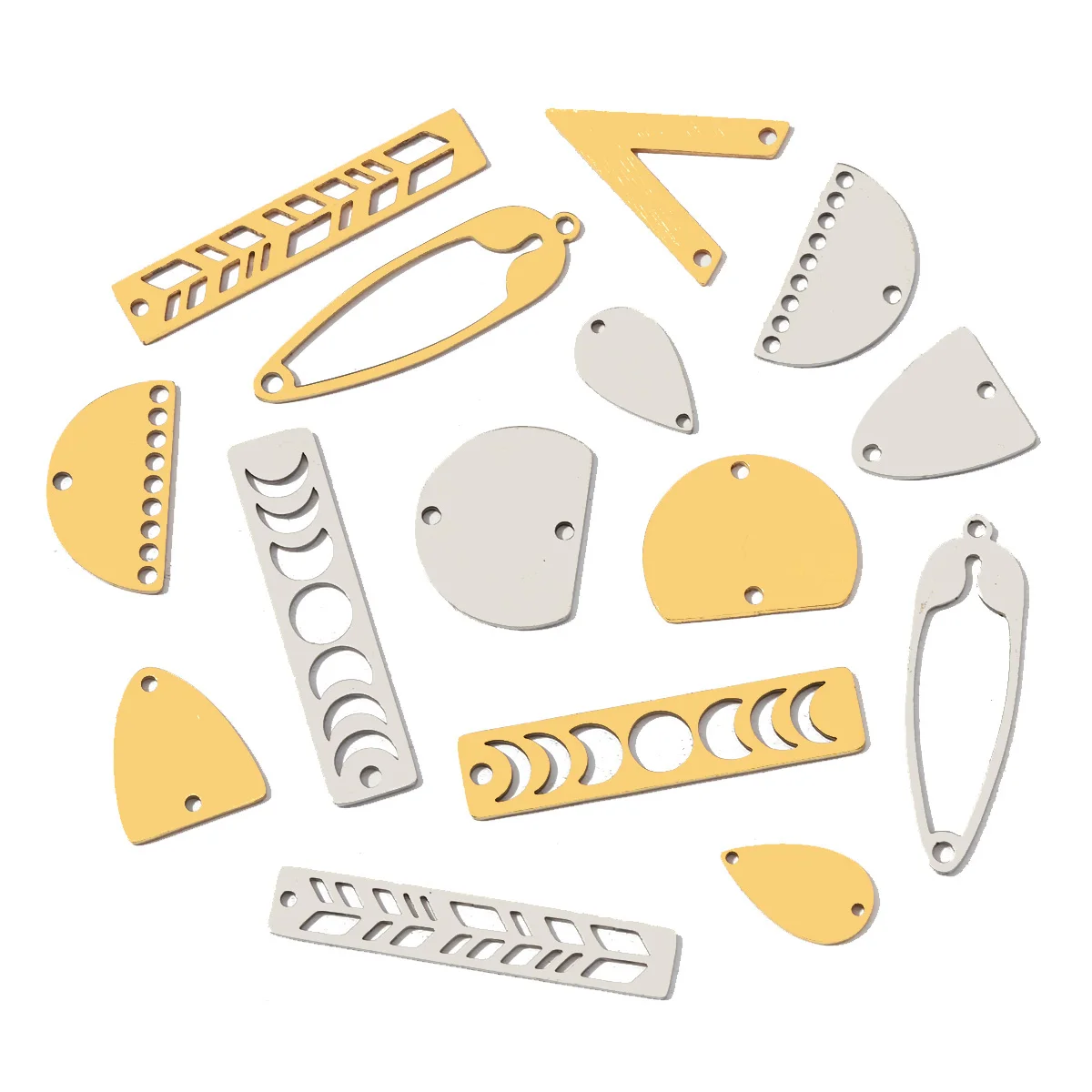 10pcs/Lot Stainless Steel Tribal Geometric DIY Charms Hollow Half Watermelon Slice Necklace Pendants Woman Leaf Jewelry Findings