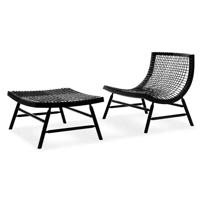 

Nordic simple modern designer single sofa chair, home leisure balcony solid wood rope sofa chair