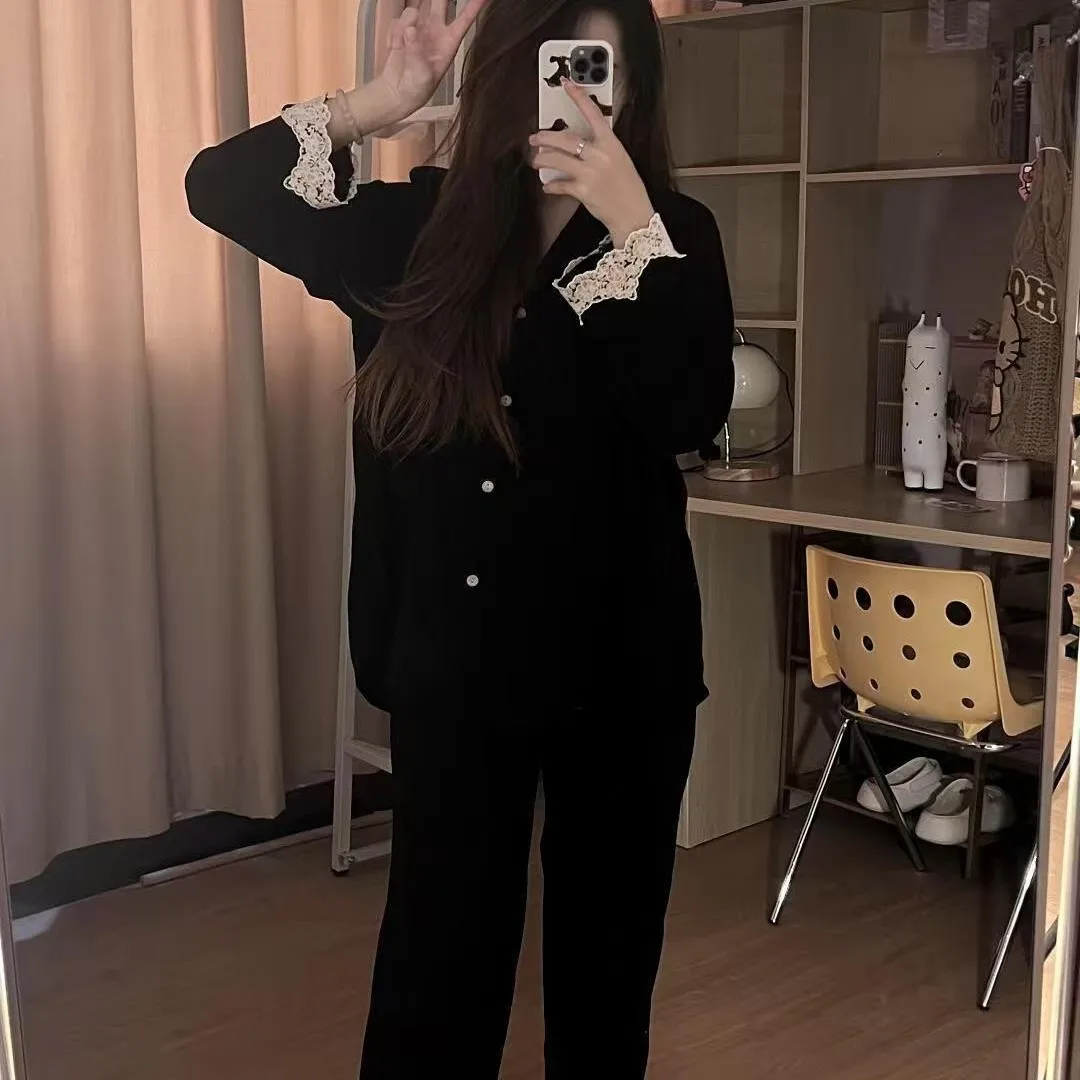 

Пижамный комплект, кружевной сексуальный женский пижамный комплект, женские теплые зимние пижамы, модная домашняя одежда, пижамы, милый и мягкий пижамный комплект, новый