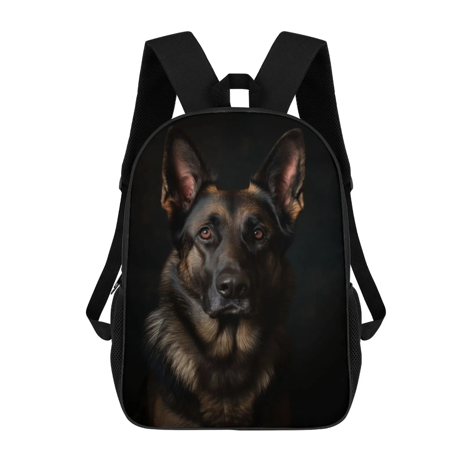 

German Shepard Portrait Mochilas De Hombre Printed Zipper Backpack Book Bag Kindergarten Bag Boys 17 Inch School Backpack Bag