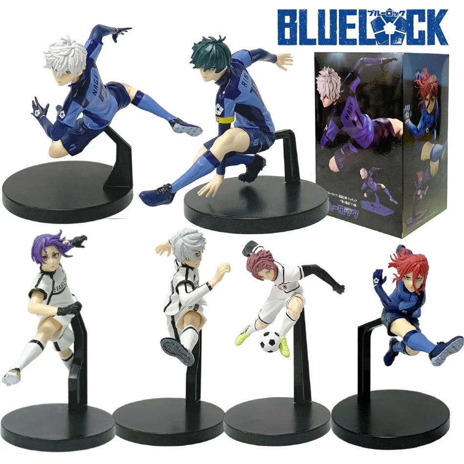 Blue Lock Anime-Figur Blaue Fußballuniform Nagi Seishirou Actionfigur Itoshi Rin Figurine PVC Sammlermodell Puppe Spielzeug Geschenk