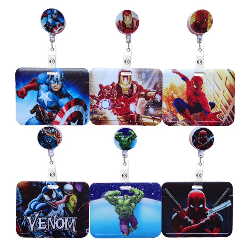 Disney Superhero Horizonta Card Holder Retractable Buckle Business Badge Card Case Men Card Clip Doctors Nurses Hang credencial