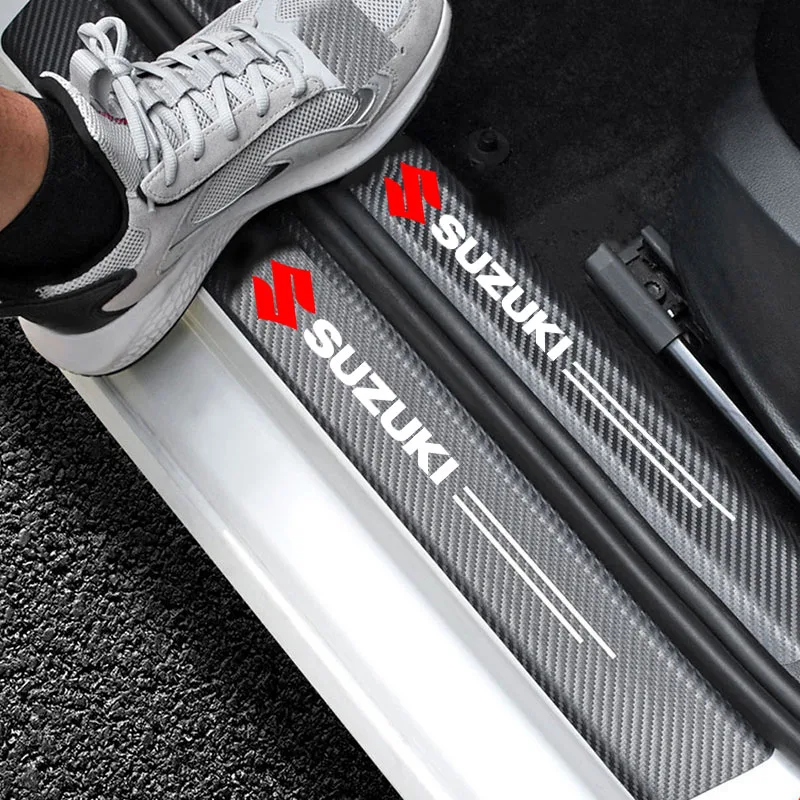 Car Carbon fiber Door Sill Welcome Pedal For Suzuki SX4 Swift Grand Vitara Ciaz Liana Spresso Celerio Jimny Jeemny Accessories