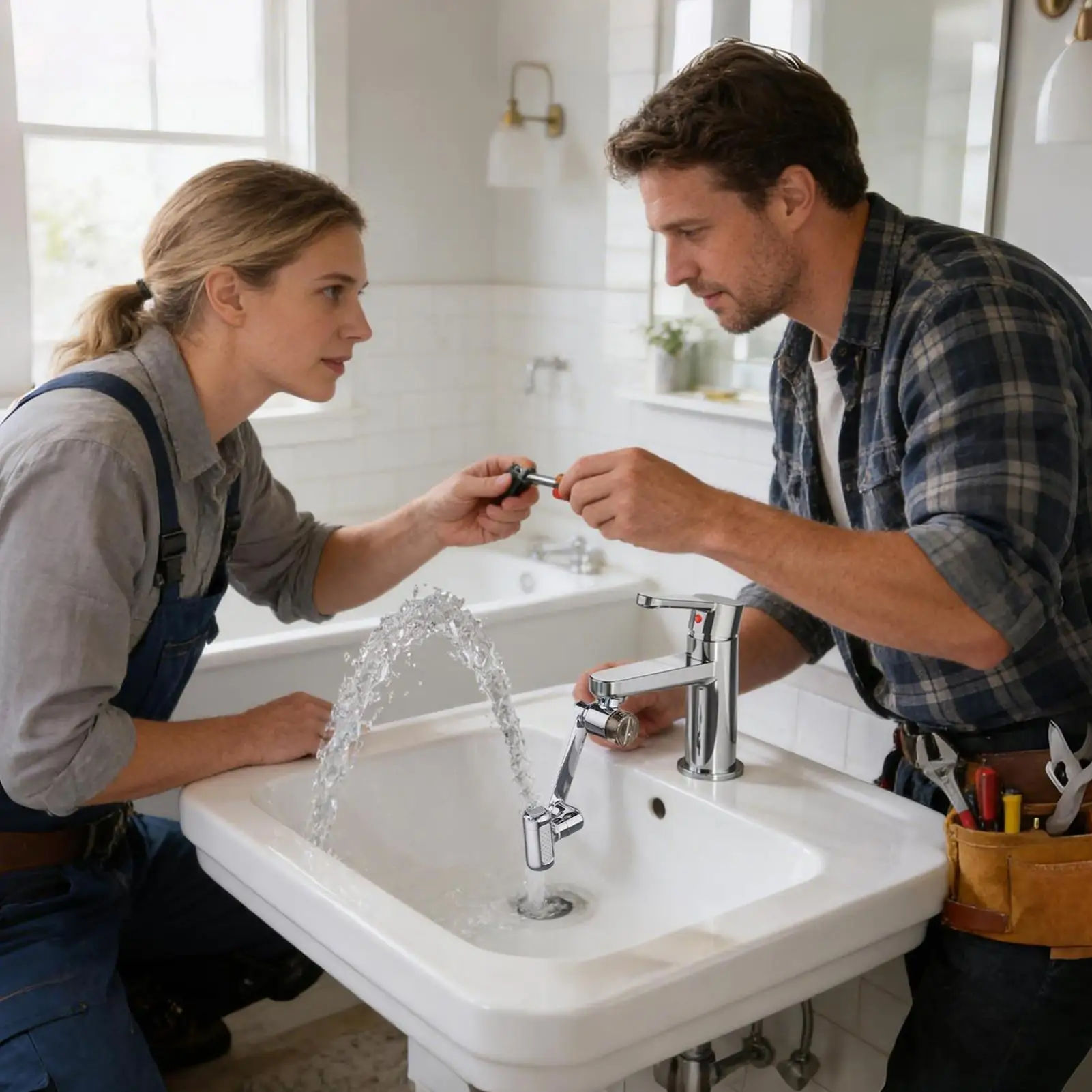 

Stainless Steel Universal 1080 Degree Swivel Robotic Arm Swivel Extension Faucet Aerator Kitchen Sink Faucet Extender 4-Mode