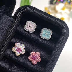 1 PCS New Fashion Four Leaf Clover Zircon Crystal Ear Bone Nail 316L Medical Titanium Steel Earrings for Women Y2K Cute Jewelry