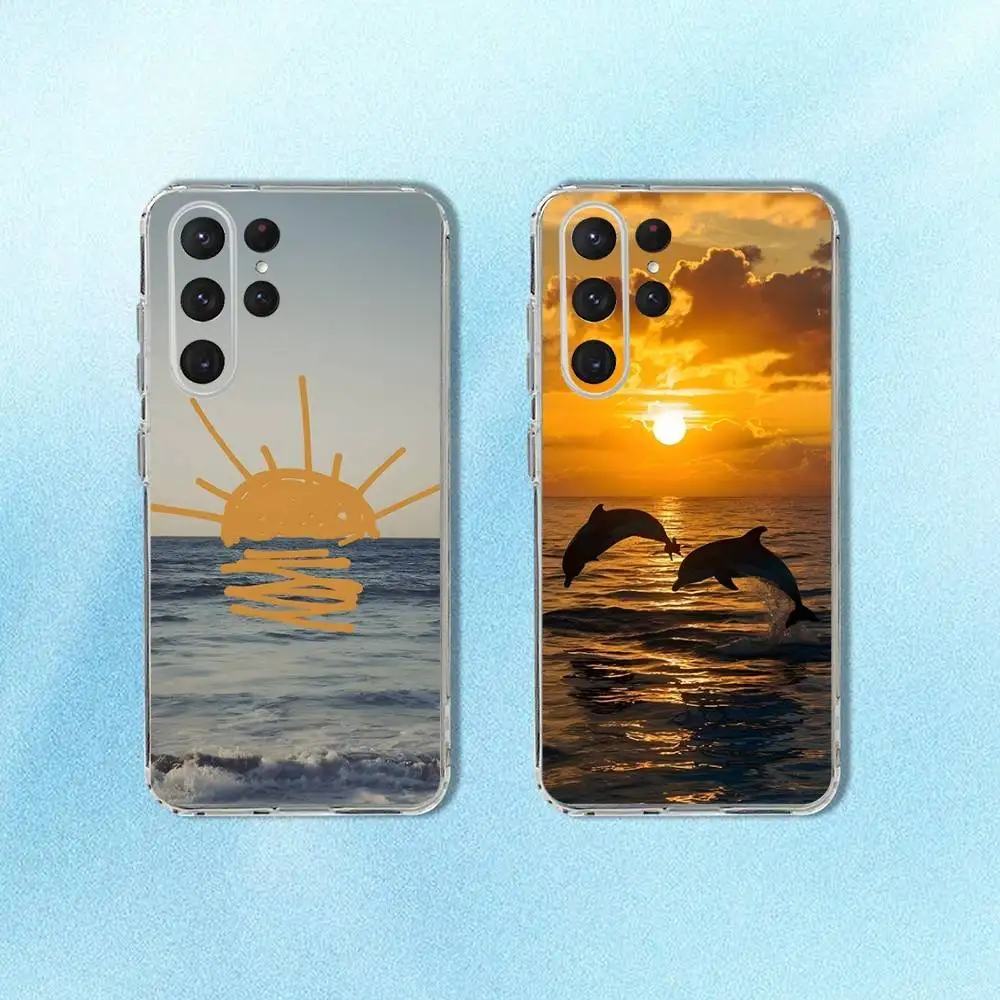 

Sun Out Phone Case For Samsung S24,30,21,22,23,20 FE,lite,PIus,Ultra,5G,Note,9,10 Transparent Cover