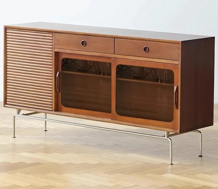 

Living Room Tea Side Cabinet Minimalist Japanese Style Solid Wood Porch Wall Storage Wine Cabinet