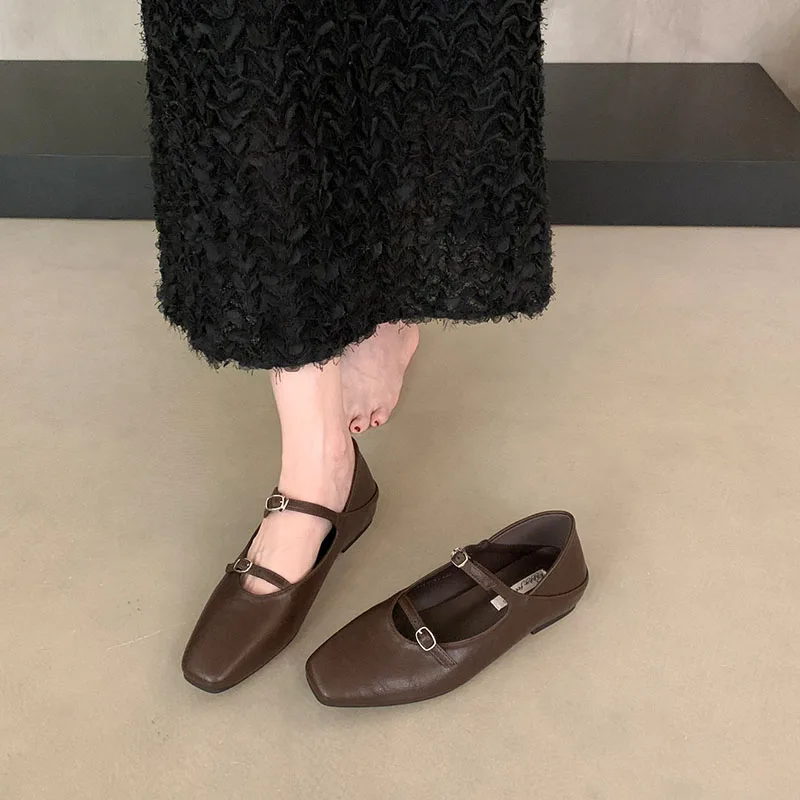 Schuhe, Lolita-Stil, flache Damenschuhe mit Schnallenriemen, Mary Janes, Damen-Flats, die die Körpergröße optisch erhöhen, weich, modisch, flache Damenschuhe. – Detail 6