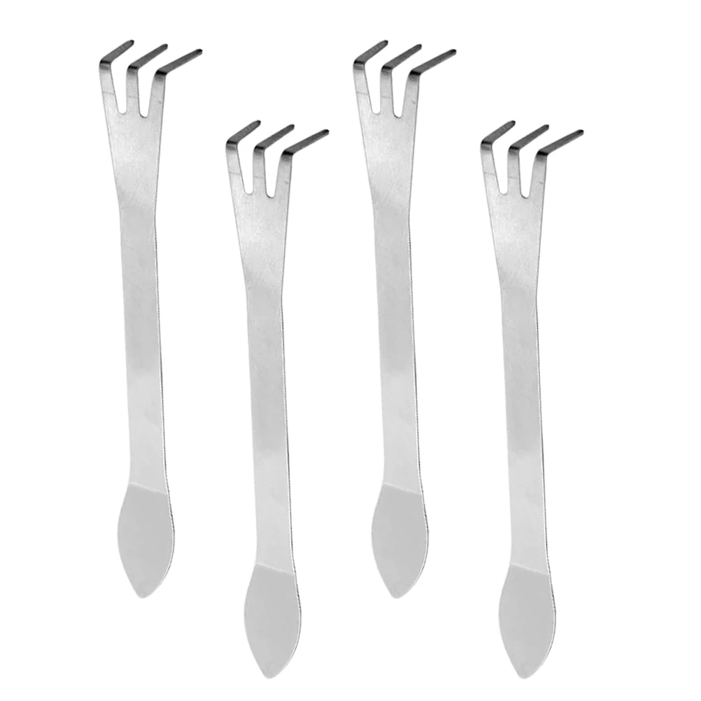 

4pcs 4 Mini Garden Rakes Stainless Steel Cultivator Hand Tools for Bonsai Digging Claw Root Hook Weeding Small Spaces Gardening