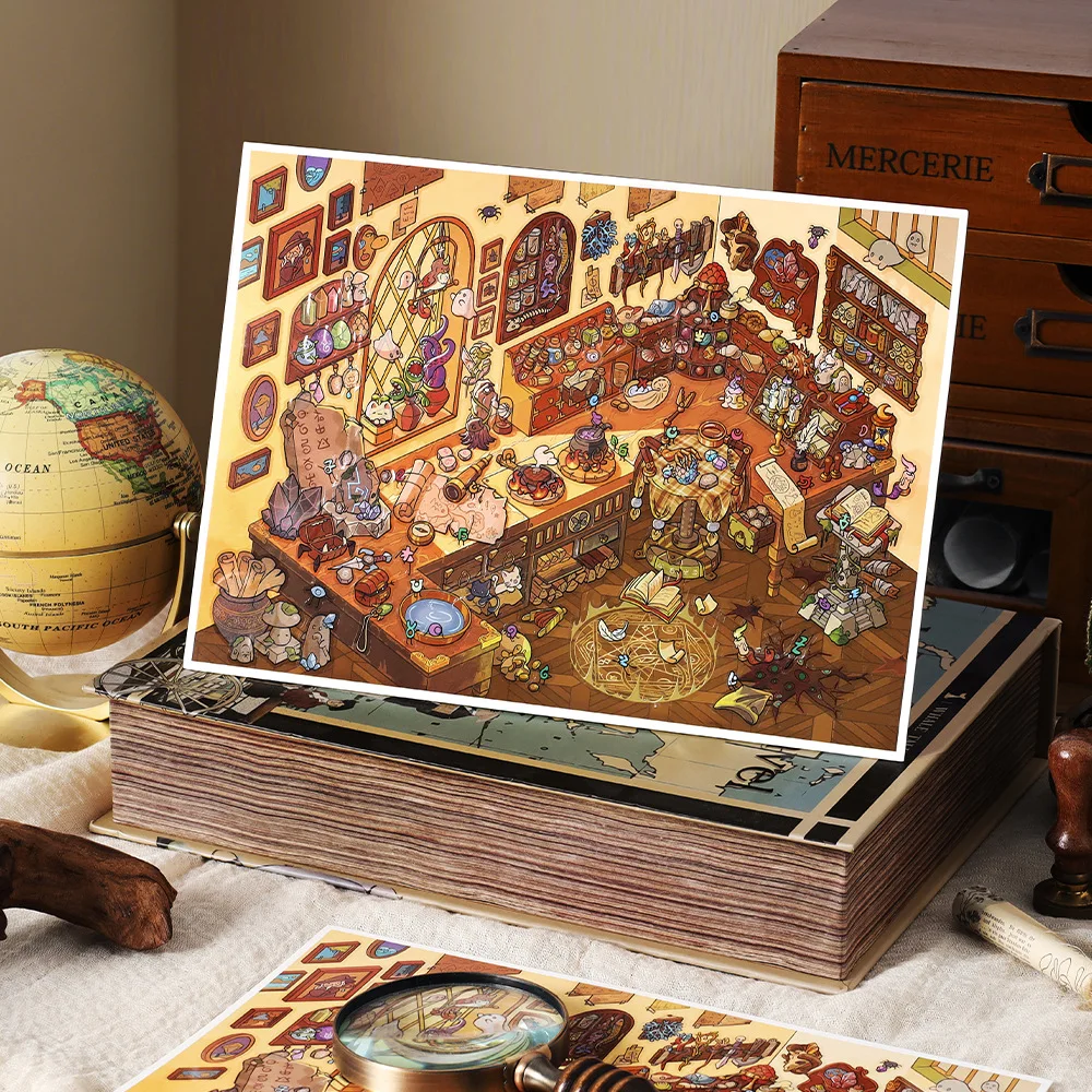 Cartoon Ancient Ruins 2.5DHeritage Explorer Landscape Sticker Diy Pocket Cabin Scene Halloweengifts