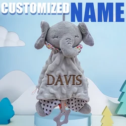 Custom Baby Personalized Comforter Blanket Bunny Tags Teether Rattles Soft Blanket Snuggle Toy Stuffed Animal For Newborn Gift