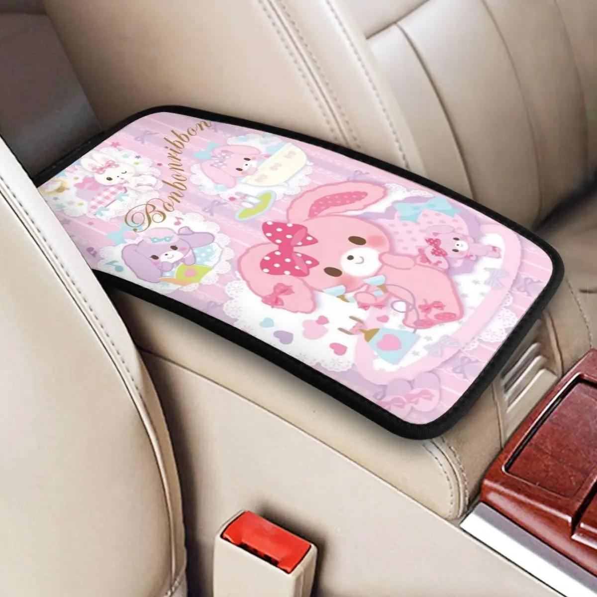 

Bonbonribbon Cute Bonbon Ribbon Car Armrest Cover Universal Waterproof Auto Seat Box Covering