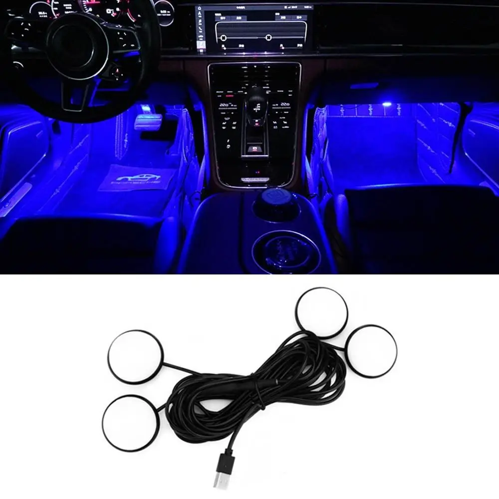 Universal LED Car LED Light Auto Interior One with Four LED Foot Lights USB Wireless Decoration Light Car