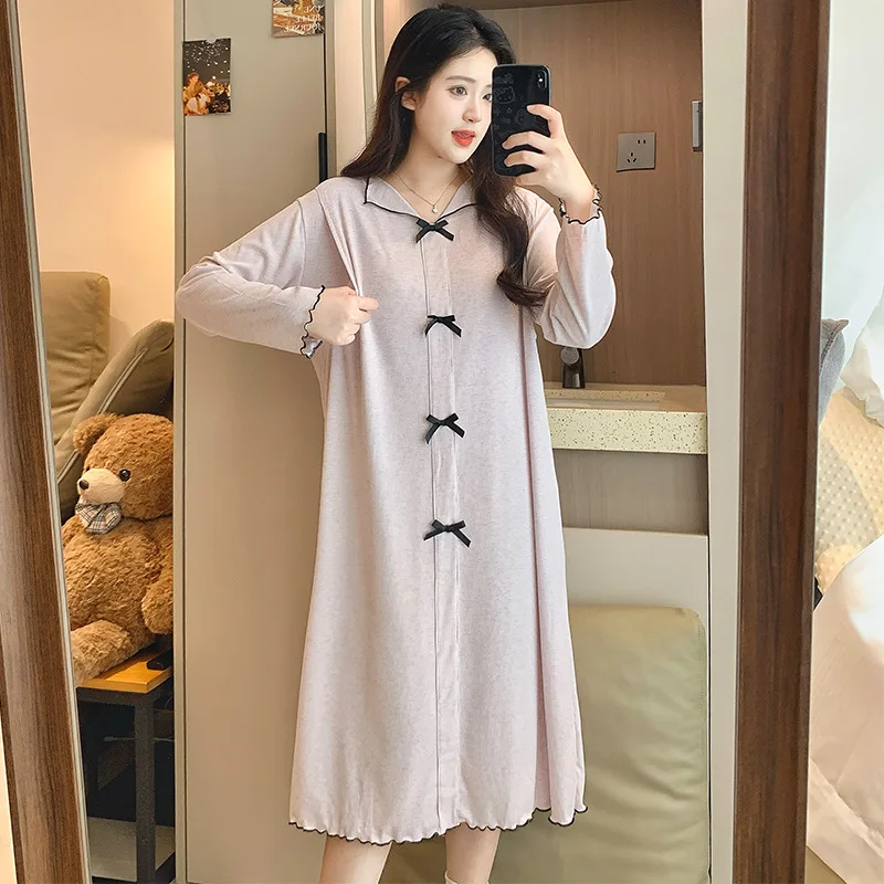 

Summer Thin Loose Nightgown with Chest Pad Side Open Postpartum Breastfeeding Nursing Gown Maternity Sleepwear Pajamas Dress