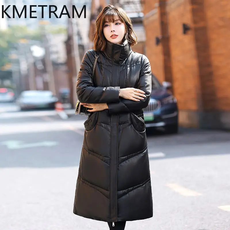 Natural Sheepskin Puffer Jacket Women Fashion Long Down Coats Stand Collar Winter ClothesNew in Outerwears 2024 Пуховик Женский