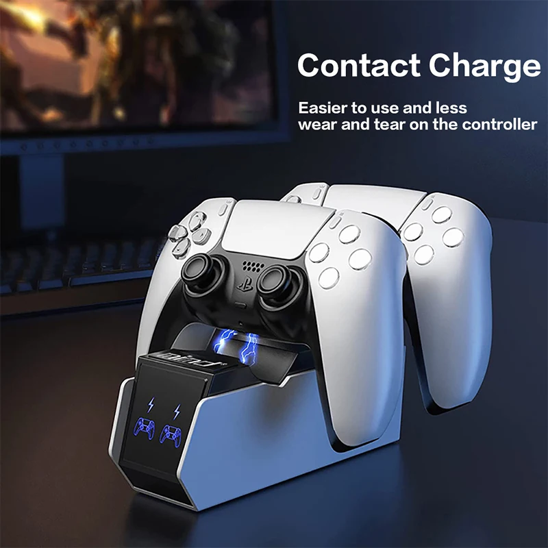 Soporte de carga de controlador Dual retroiluminado RGB para PlayStation 5 P-5, acoplamiento de carga rápida con Cable de carga tipo C