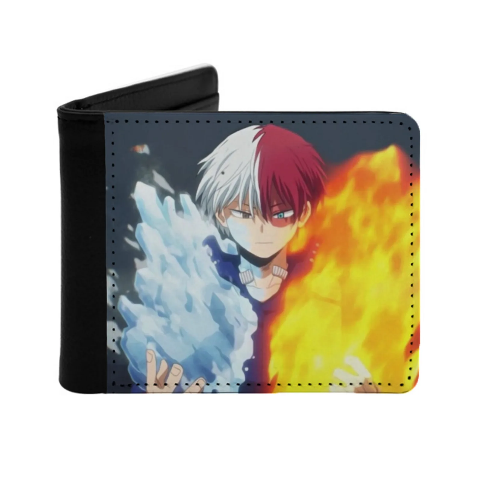 

Todoroki Fire And Ice Men Wallets Card Man Wallet Short Purse Bi-Fold Personalized Purses Fire Ice Todoroki Shoto Mha Anime