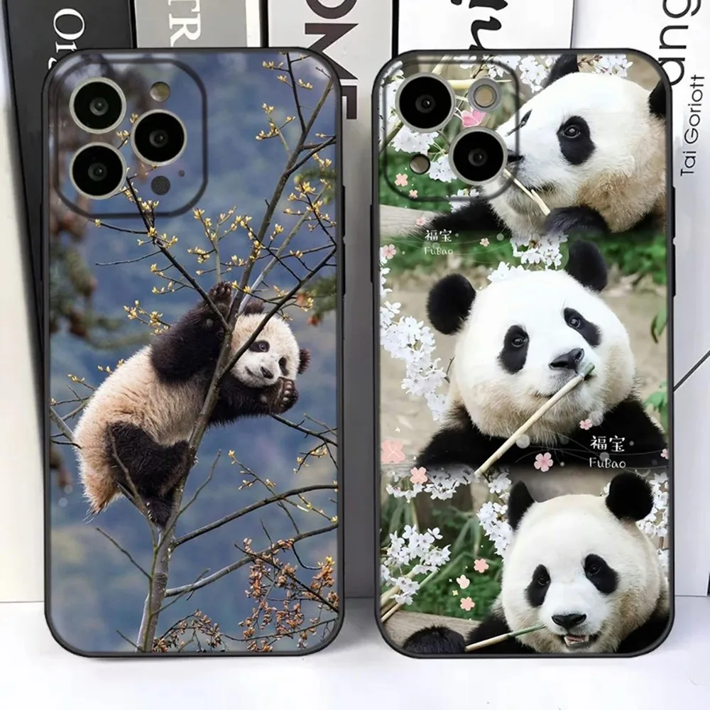 Cute Panda Fubao Phone Case For iPhone 15,14,13,12,11 Plus,Pro,Max,XR,XS,X,7,8 Plus,SE,Mini Silicone Soft