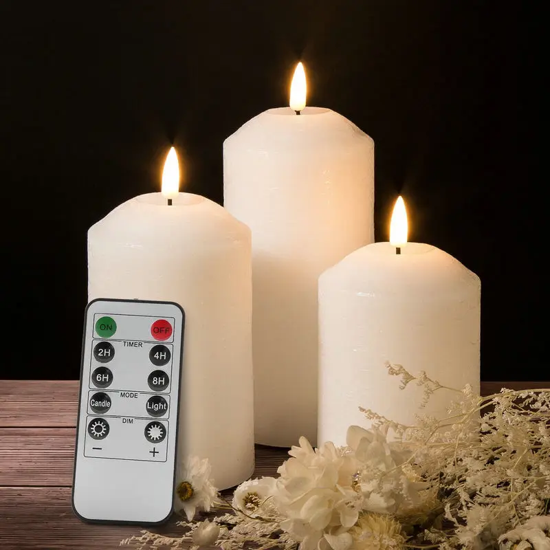 

Remote controlled Paraffin Wax Battery Operated Night Light Candle 3D Flickering Flame LED Pillar Candles lamp f/Home Bar Club