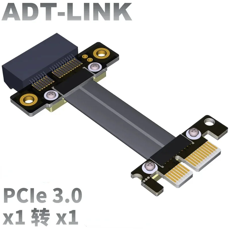 Free Shipping PCI-E 3.0 x1 To x1 Extension Cable Dual 90 Degree Right Angled PCI Express 1x Riser USB Card Ribbon Extender Cable