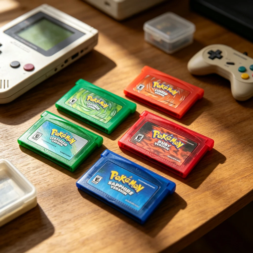 22 Styles Pokémon GBA Game Cartridge FireRed LeafGreen Ruby Sapphire Emerald Snakewood Clover Game Boy GBA / GBA SP / NDS / NDSL