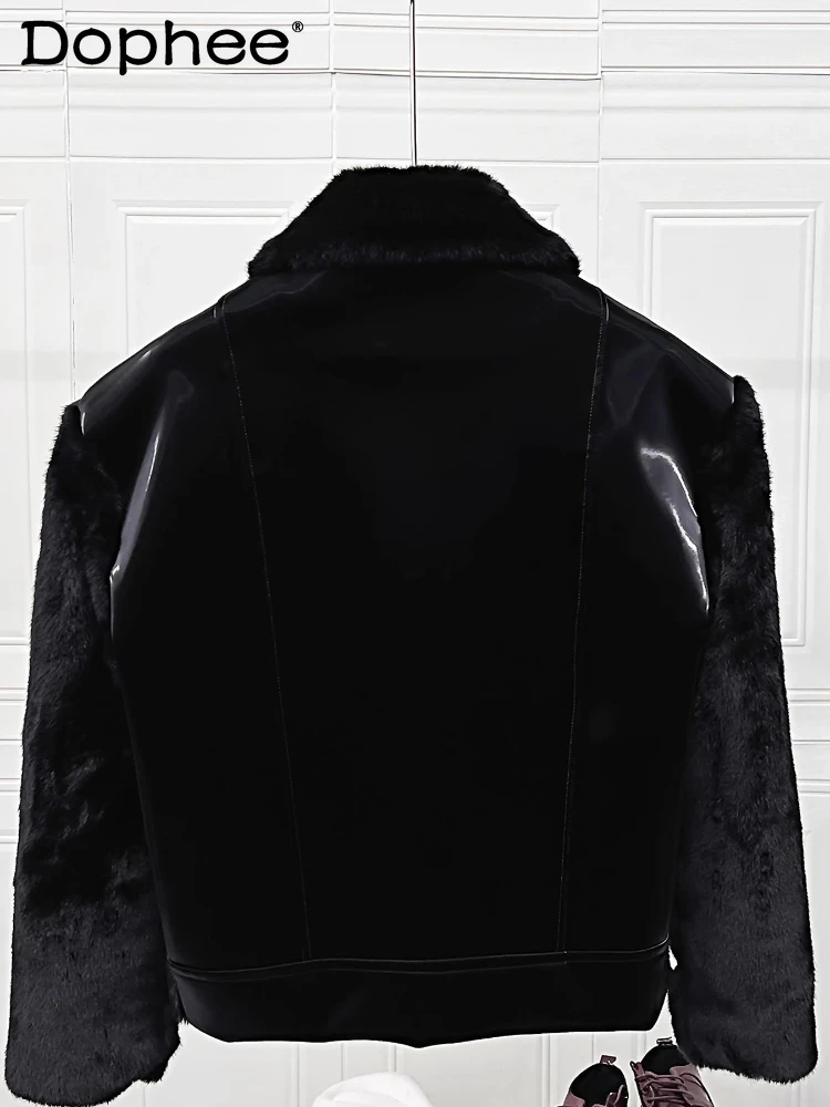 

Men's 2025 Winter New Fashion Fur Integrated Faux Fox Fur Coats Men's Warm Thickened Faux Leather Jackets Long Sleeve Chic Coats