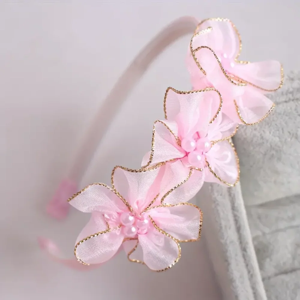 20 قطعة 4 سنتيمتر الثلوج الشاش زهر البرقوق الذهبي حافة ثلاثة حبة الاصطناعي شبكة زهرة DIY بها بنفسك الخياطة الحرفية الزفاف الشعر الملابس ديكور