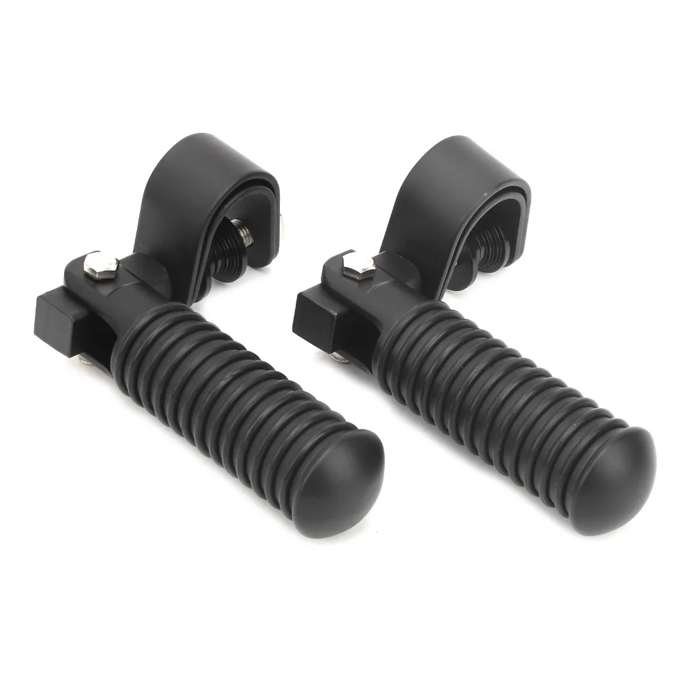 2pcs Universal Clamp Mount Motorcycle Foot Pegs Foldable Design 25mm 1in Highway Pegs Black Foldable Foot Pegs Crash Bar Guard