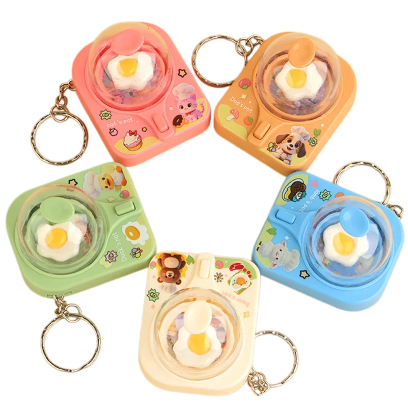 Creative Cartoon Mini Egg Flipper Fried Egg Machine Keychain Fun Stress Relief Clicker Toy Decorative Bag Pendant Gift