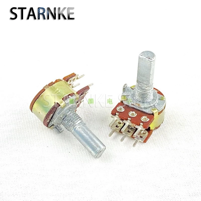 

2PCS 16 Type B100K 6-Pin Double Speaker Amplifier Audio High And Low Volume Potentiometer 20mm Half Shaft