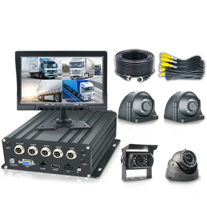 Bus Truck Security Camera System 1080P H.264 4CH MDVR SSD HDD Car DVR 4 Channel Mobile CCTV Monitor Kit Car Video Recorder