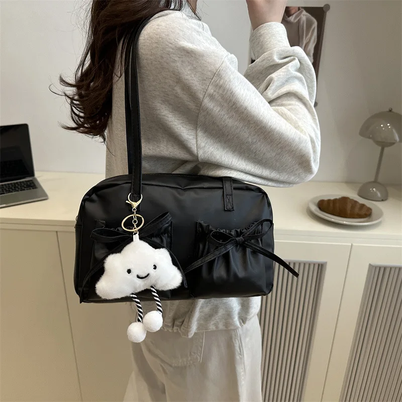 2025 Bolso de almohada informal de primavera para mujer, bolso de hombro único texturizado, moderno, versátil