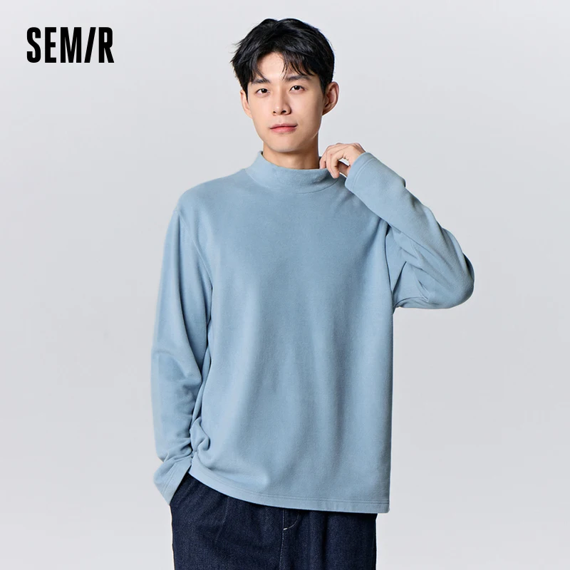 Semir t-Shirt a maniche lunghe da uomo 2023 inverno New Thermal Storage Inner Warm Half dolcevita Bottoming Shirt t-Shirt tinta unita