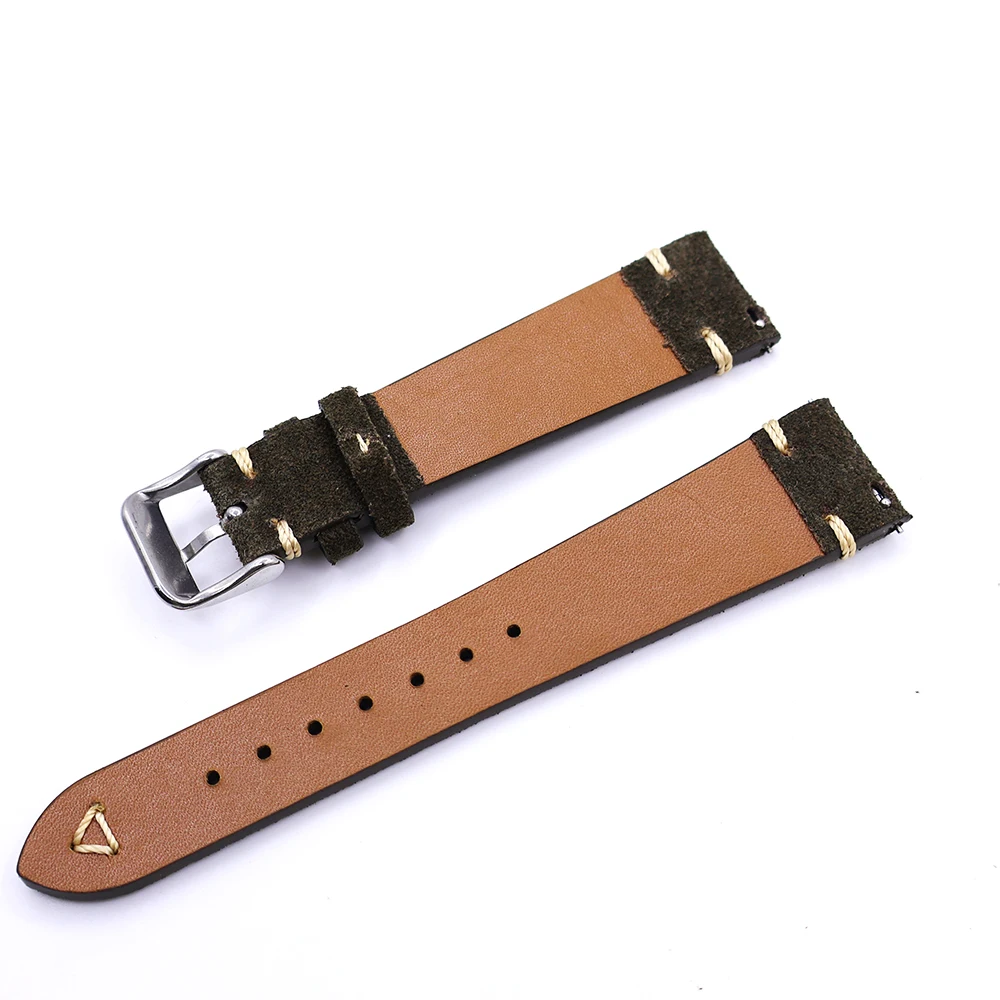 Suede Leather Watch Strap 20mm 22mm for Seiko Stitching Watchbands Quick Release Accessories Vintage Handmade Strap