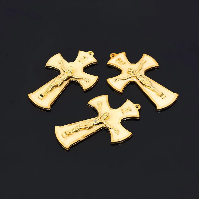 New Large Cross Pendant Jesus Figure Pendant Connector Catholic Large Rosary Center Medal