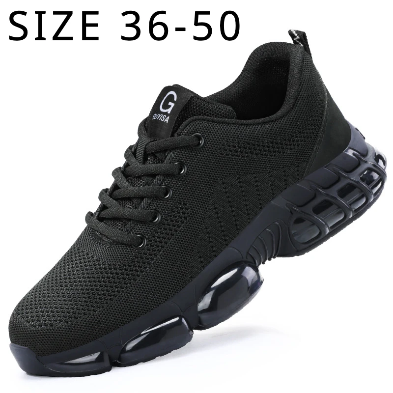 

New Men Casual Sneakers Steel Toe Safety Shoes Indestructible Construction Working Shoes Breathable Work Safety Boots Size 36-50