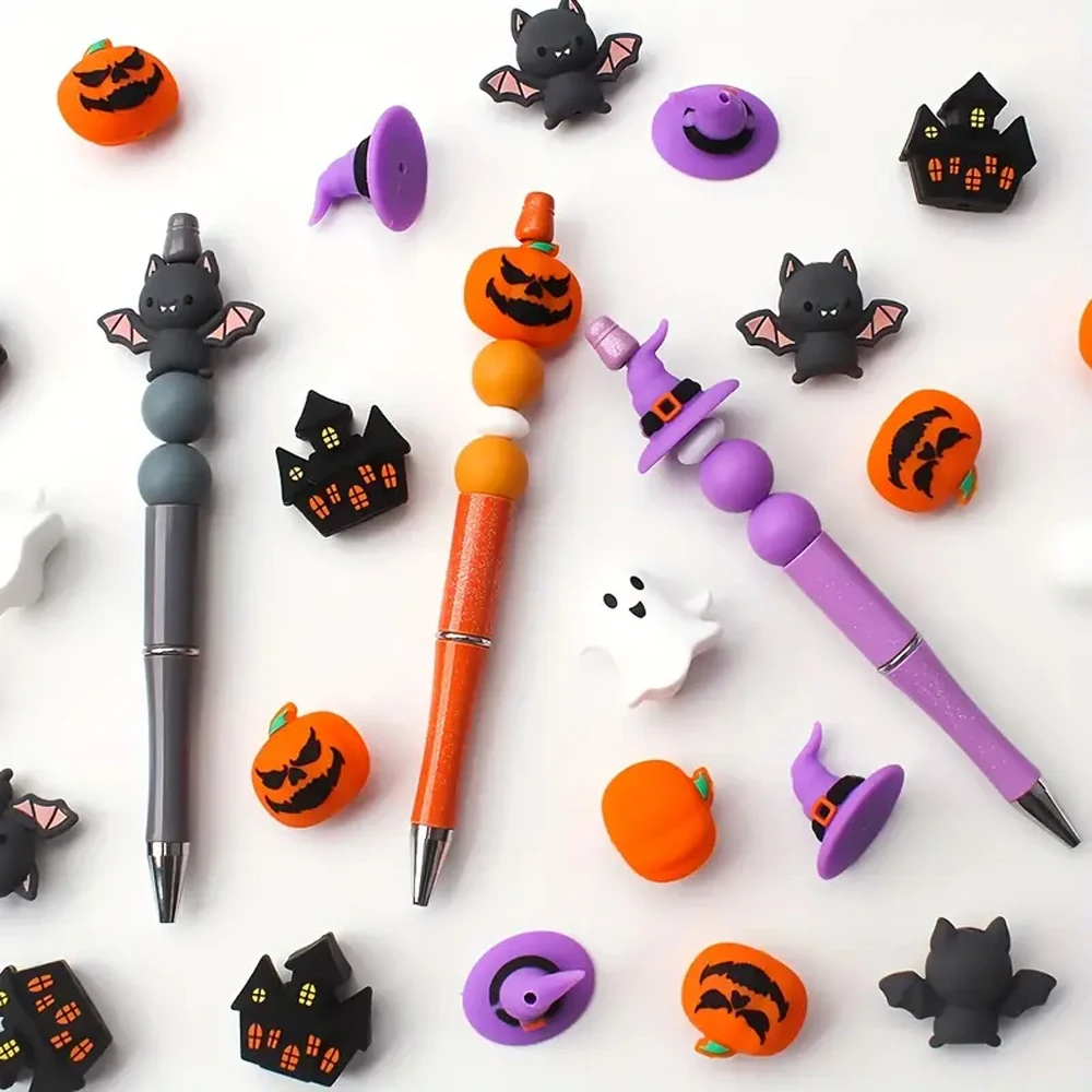 25/36/70Pcs Halloween-Themed Silicone Bead Set DIY Beaded Necklace Bracelet Decoration Pen Jewelry Pendant Etc. Holiday Birthday Gift