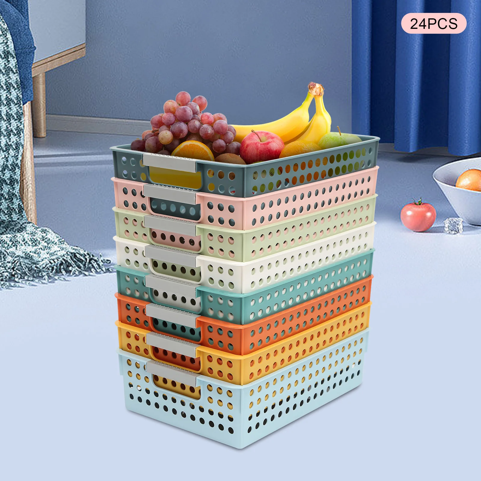 24 Pack Classroom Baskets for Classroom Colorful Organizer Baskets Classroom Storage Bin Book Baskets for Papers Crayon Pencil