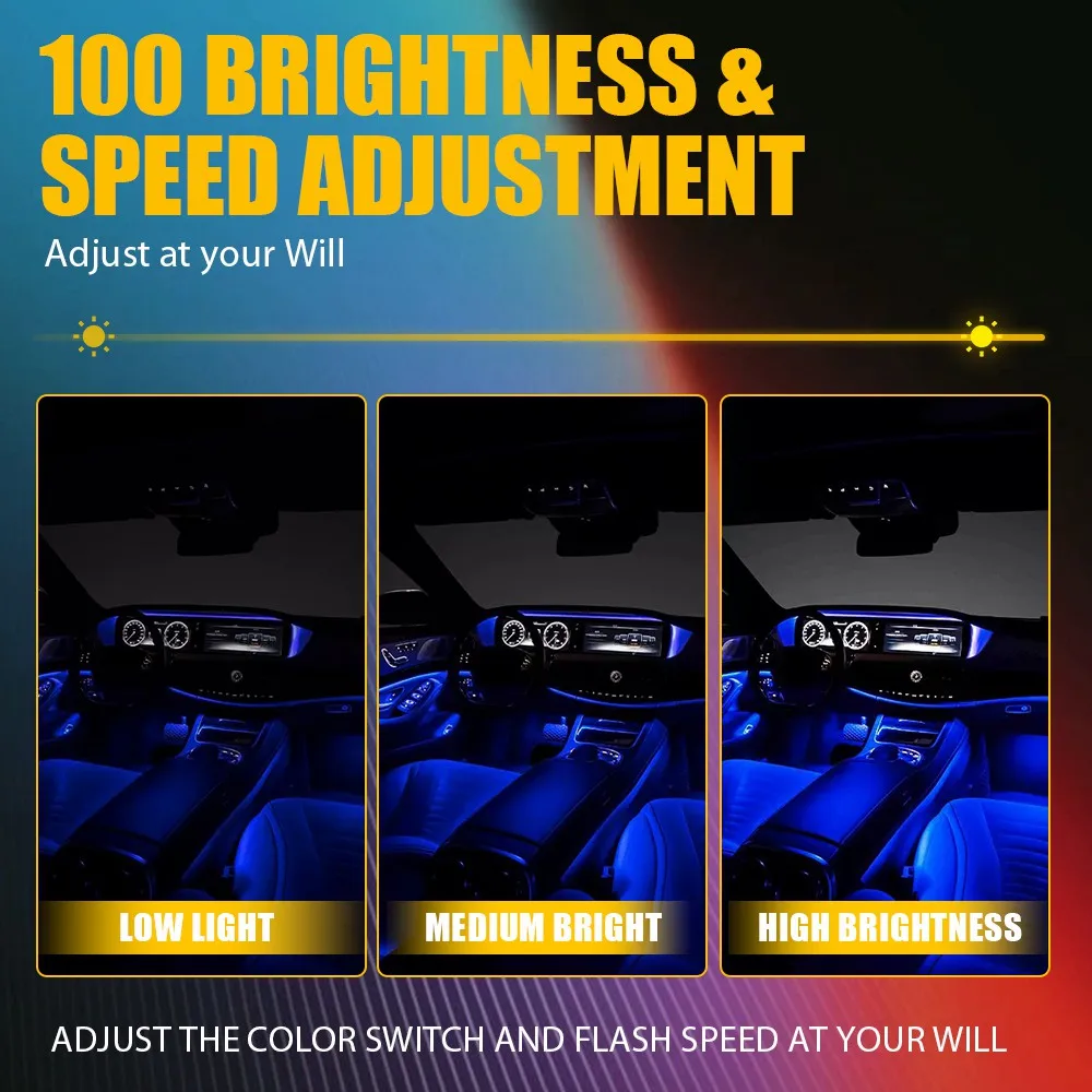 1Set Car LED Neon Light Trim Glow Optic Fiber Strip RGB Car Interior Lamp APP RF Control Auto Decoration Accessories USB/DC 5V